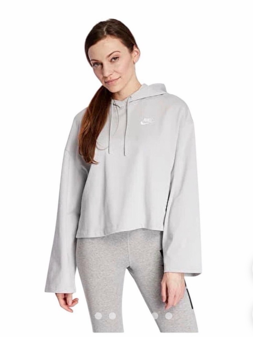 Nike cropped light grey cozy hoodie